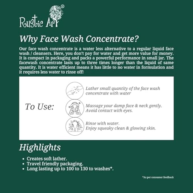 Rustic Art ORGANIC NEEM BASIL FACE WASH CONCENTRATE FOR DEEP CLEANSING | ANTI-BACTERIAL ANTI-FUNGAL | 50GM - Image 4